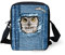 HUGS IDEA Niedliche Damen-Umhängetasche, Denim, Katze, Hund, bedruckt, kleine Umhängetasche, Mini-Schultertasche, eule, Small