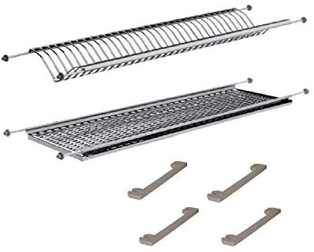 Casabriconline - Escurridor de platos para empotrar de 86 cm para muebles de 90 cm - Fabricado en acero inoxidable - Incluye bandeja para recoger el agua y kit con 4 varillas