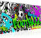 Runa Art Wandbild Fussball Graffiti 1 Teilig 100 x 40 cm Modern Bild auf Vlies Leinwand Street Art Loft Wohnzimmer Bunt 402612a