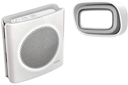 Extel - Carillon - Sonnette sans Fil , Blanc et Noir, Rayon de portée sur 200 m, avec mode Flash , Batterie au Lythium - 081735