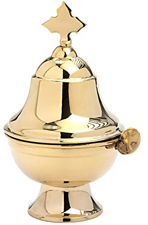 NKlaus Weihrauch Aufbewahrung Schiffchen Löffel Kreuz Messing Weihrauchfass Gold 7569