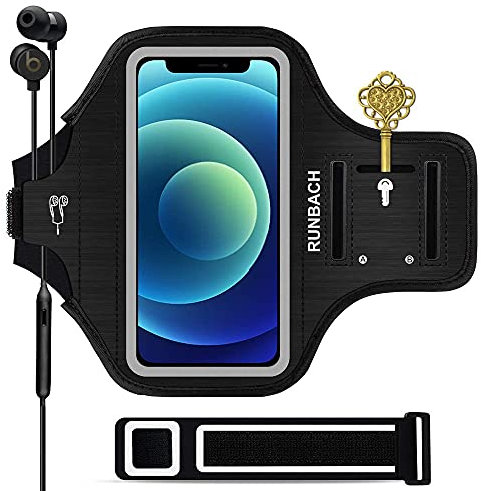 RUNBACH Armband for iPhone 12 Mini/iPhone 11 Pro/iPhone X/XS,Sweatproof Running Exercise Gym Bag with Card Slot for iPhone 11 Pro/12 Mini/X/XS(Black)