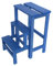 Karn, Tritthocker aus gebeizter und lackierter Buche, 60 cm hoch, Drehstufe mit Sicherheit, blau