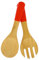 Fackelmann 30189 Salatbesteck aus Bambus, 23 x 7,2 x 1,2 cm, Braun und Rot