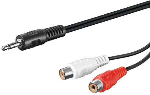 PremiumCord Klinke auf Cinch Y Kabel 2 m, Klinkenstecker 3,5mm auf 2x Cinch RCA Buchse, Jack zu RCA, Stereo Audio, Für Digitalkamera, TV, Handys, MP3, HiFi, Farbe schwarz