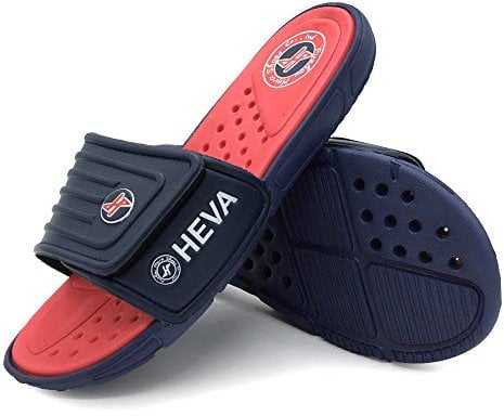 HEVA Men's Slide Sandals Fashion Open Toe Beach Pool Shoes(11 UK RED)