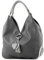 modamoda de 330 Damen Leder Nappaleder Wildleder Schultertasche Henkeltasche groß handmade in Italy, Farbe:Dunkelgrau/Grau