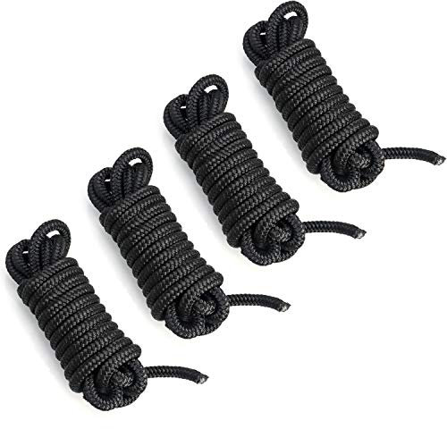 QWORK Festmacherleine, ankerleine, Seil, Flechtleine, mit 30cm Auge gespleißt, 10mm x 4.5 m, 4 Pack