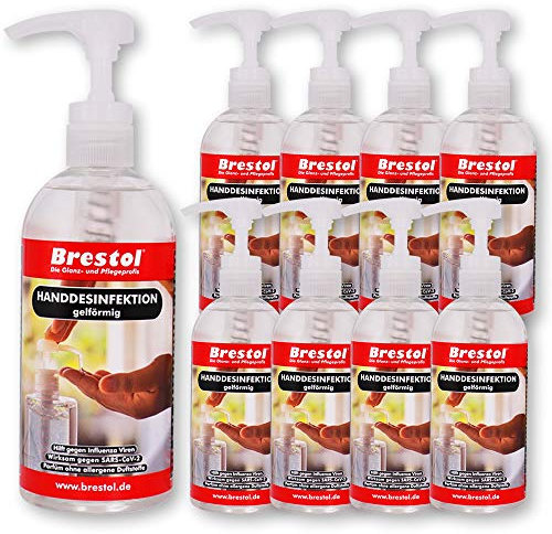 HANDDESINFEKTION Gel 9x 500 ml Spenderflasche Desinfektionsmittel für Hand Haut Hände Desinfektion Desinfektionsgel Geldesinfektion gelförmig