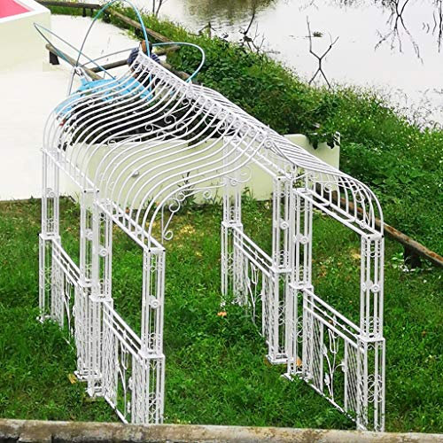 YICOL Arche de Jardin en Métal pour Plantes Grimpantes Roses Vignes, Arche de Mariage, 275cm X 200cm X 200cm, Fer Forgé, Blanc