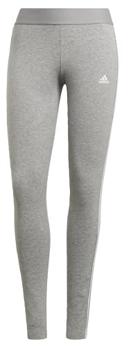 adidas 3 Stripes Leggings, Donna, Medium Grey Heather/White, XXS Corto