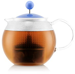 BODUM Assam 1823-448-Y21 Teapot with Glass Handle, Lid and Plastic Filter, 0.5 L, Blue Material