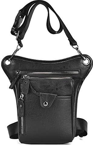 KPYWZER Vintage Leder Hüfttasche Drop Bein Tasche für Männer Frauen Gürtel Hip Bauchtasche Mehrzwecktasche Motorrad Fahrrad Outdoor Sport Taktische Radfahren Reiten Wandern Camping, 05-schwarz