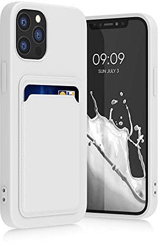 kwmobile Case Compatible with Apple iPhone 12 / iPhone 12 Pro Case - TPU Phone Cover with Credit Card Holder - White Matte