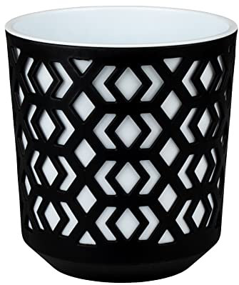 Plant Pots Large Small Medium Round Decorative Plastic Holder Planters Basket Flower Pot Garden Stand Cover flower (30 cm Black+White)