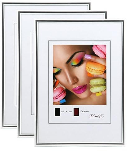 IDEAL TREND New Lifestyle Set Bilderrahmen Wanddeko Collage Poster Rahmen 2er 3er 5er Pack: Farbe: 3er Pack Silber | Format: 40x40