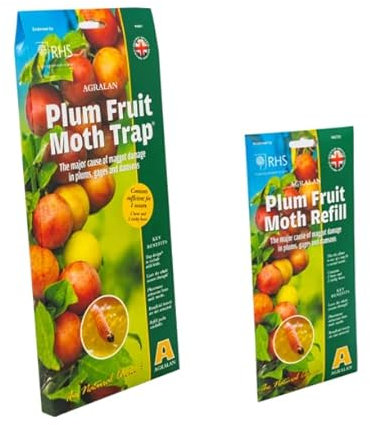 Agralan RHS Natural Pheromone Plum Moth Trap with Refill for Garden Control, Natural Rubber Lure, Monitors up to 5 Trees, UK Manufactured, Classic Style