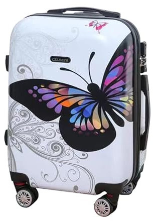 CELIMS - Valise Cabine | Valise en Polycarbonates | 55 x 36 x 23 cm | 4 roulettes Doubles | Cadenas TSA | Blanc