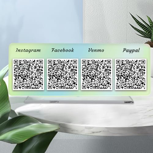Pahdecor Mini signo de código QR personalizado de negocios signos de redes sociales solo escaneo para firmar acrílico transparente Tienda personalizada salón belleza peluqueros esteticista (código 4)