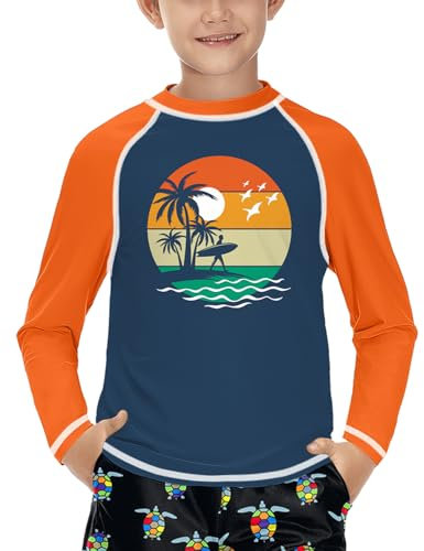 Jungen Sonnenschutz UV Shirt UPF 50+ Schnelltrocknend Rundhals Langarm Rashguard Sommer Grün 120