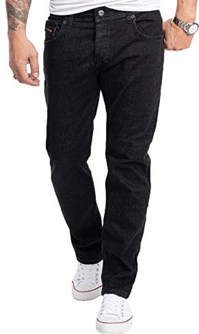 Rock Creek Herren Jeans Regular Fit Stretch Jeans Männerhose Herrenjeans Denim Hosen Herrenhose Straight Cut Stonewashed RC-2277 Schwarz W33 L36