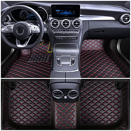 Auto Fußmatten für Benz CLA AMG 2013-2019 Allwetter Fussmatten Set Zubehör Fußmatte,Schwarz-Rot