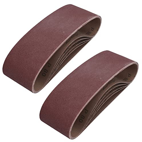 75mm x 533mm 80 Grit Medium Abrasive Sanding Belt Sander Discs 10 Pack