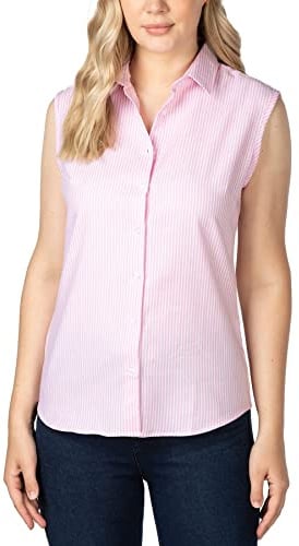 Rydale Ladies Sleeveless Country Shirt Womens Summer Shirts Blouse Top Vest Button Down (Matilda Pink, 16)