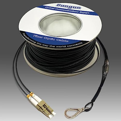 Bangun Cable de conexión de fibra blindada para exteriores LC a LC 10G OM3 de 100 metros con ojo de tracción, cable de fibra óptica de entierro superior/directo, multimodo 50/125