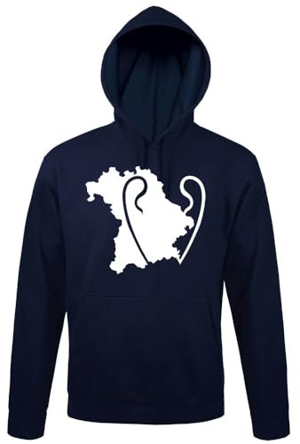 shirt84 Orecchie di Coppa Europa su Bayern con cappuccio da uomo, Blu navy, S
