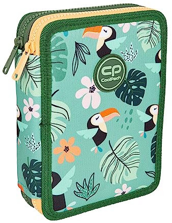 Goldkids COOLPACK XXXL Federtasche Federmappe Federmäppchen 38-teilig gefüllt Schüleretui 2-stockig 20 x 14 x 5 cm Toucans Tukane inkl. Aufgabenheft