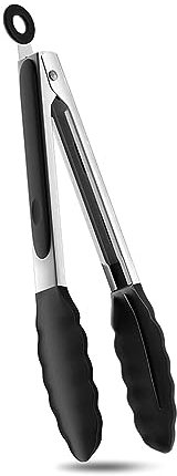Kitchen Tongs for Cooking 9 Inch Stainless Steel Silicone Tongs for Cooking, Serving, Barbecue, Salad, Buffet