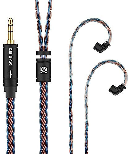 Yinyoo Cable de Auriculares de 2 m, Cable de Repuesto QDC Desmontable para KBEAR Storm/KZ ZSN PRO X/ZSX/ZS10 PRO/EDX/CCA C10/CRA/CA16 (QDC, 3,5 mm, Marrón-Azul)