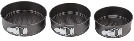 Set di Teglie Per Torte, Set di Teglie a Cerniera da 3 Pezzi Set di Tortiere Rotonde Teglie Per Torte Resistenti con Fondo Rimovibile Per Prodotti da Forno Per Torte E Pane(18/20/22)