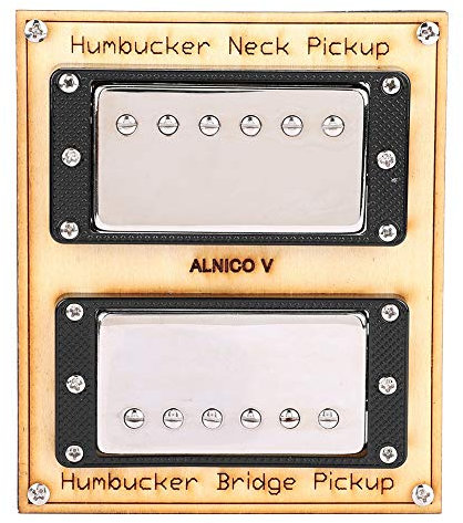 Micro de Guitare Jazz 2 Pièces, Micro Humbucker à Barre de Savon Magnétique ALNICO V à 2 Fils pour la Réparation de Guitare (bordure noire)