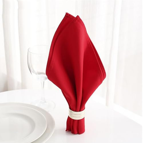 6 Stück Baumwolle Servietten Stoff, 30*30cm Abwaschbare Servietten Tischdekoration Hochzeitsservietten Stoffservietten weich bequem für Küche Esstisch Familienessen Weihnachten Cafe Restaurant -Rot