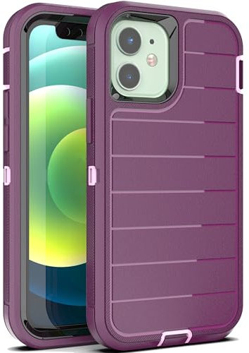 YmhxcY for iPhone 13 Mini/iPhone 12 Mini Case,3-in-1 Super Heavy duty phone protective case/Shock Protection/Dust Proof/Super sturdy, Designed for iPhone 13 Mini/iPhone 12 Mini 5.4-Purple/Pink