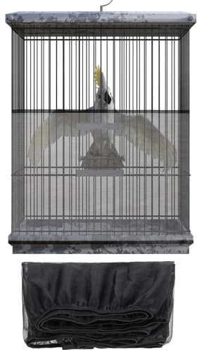 Jeffdad Große Vogelkäfig Abdeckung, Extra Groß Vogelkäfig Samenfänger Schwarz Vogelkäfig Netz Vogelkäfig Zubehör Käfigabdeckung Belüftet für Käfige mit Umfang von 150-220 cm