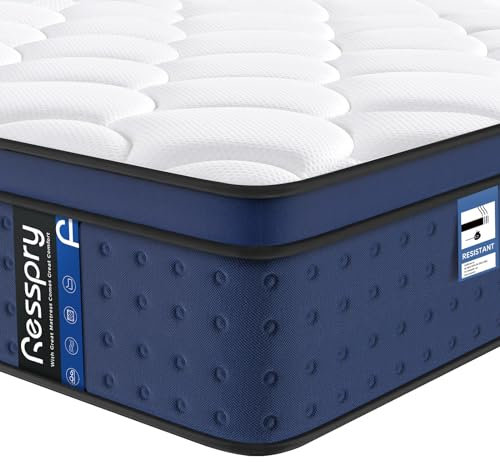 Resspry King Size Mattress, 12Inch Hybrid Mattress for Pressure Relief, Breathable Foam with Individually Pocket Spring, Medium Firm King Bed, Navyx Collection(150×200×30cm)