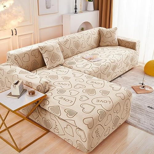 Sofaschoner Blau Sofaüberwurf Weich Spandex Sofaschoner rutschfest Couch Überwurf Waschbare Sofa Überzug Sofabezug mit Elastischen Riemen Sofabezug L Form Pflegeleicht 4 Sitzer