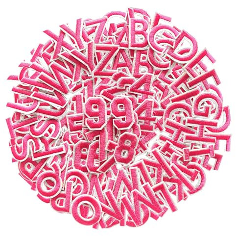 72 pcs Buchstaben zum aufbügeln bügelbilder für textilien bügelflicken kinder rosa Buchstaben Zahlen patches zum aufbügeln buchstaben aufkleber patch zum aufbügeln aufnäher zum aufbügeln