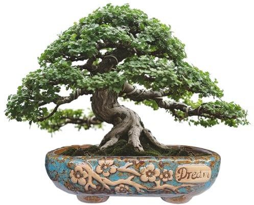 MUZHI Bonsai-Pflanztöpfe aus Keramik, rechteckig, mit Abtropfschale, glasiert, Vintage-Stil, breite Öffnung, flache Keramik, Bonsai-Blumentöpfe mit Untersetzer, 24,6 cm