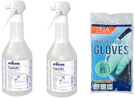 Kunststoff- und Schreibtischreiniger, Klebereste- Bleistift- Entferner mit Laubner Microfasertuch (2 Flaschen Schreibtischreiniger = 1,5 Liter)