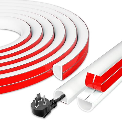 6 Mètres de Goulotte Passe Cables Auto-adhésif(15 * 10mm),Goulotte de câble en PVC Souple,Protection de câbles de Sol pour Bureau,Blanc Cache Cable Sol Hider pour la Protection