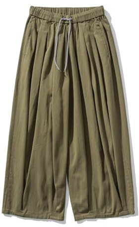 GURUNVANI Herren-Haremshose mit weitem Bein, japanische lockere Passform, leger, elastischer Bund