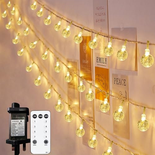 Neonawall Fairy Lights Plug in, 120LED 49ft Globe String Lights Waterproof, 8 Modes Christmas Lights with Romote Decoration for Outdoor/Indoor Lighting Bedroom Party Garden Tree Decoration Warm White