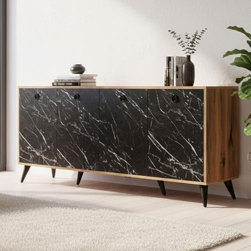 Dmora Dagon Anrichte 180x45x80 cm Braun 2 Regale, 6 Fächer