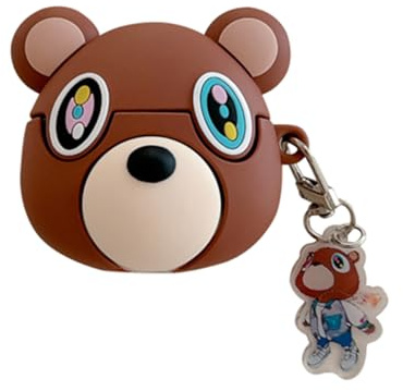 GULVQYF Earbuds Case for AirPods 4th Generation for Girls Boys Kids,Cute Cartoon Popular Bear Design Silicone Headphone Cover with Hook for Airpods 4 (2024) Brown