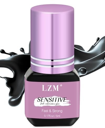 LZM Lash Extension Glue - 0.17fl.Oz/5ml/1 Sec Drying Time 5-7 Weeks Retention Hypoallergenic Formaldehyde-Free Lash Glue For Eyelash Extensions (U05)