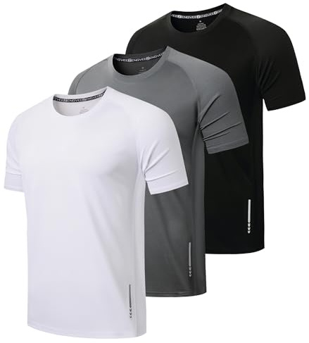 ZENGVEE Träningströjor för män, snabbtorkande, fukttransporterande, kortärmade, med nätmaterial, atletisk t-shirt, lättviktig, 3-pack
